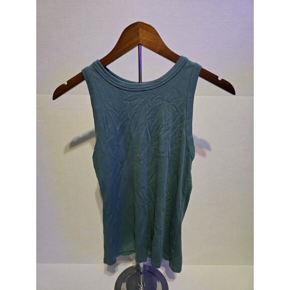 A New Day Women's Green Ribbed Tank Top Size L Sleeveless Stretchy Basic Casual - Picture 2 of 3